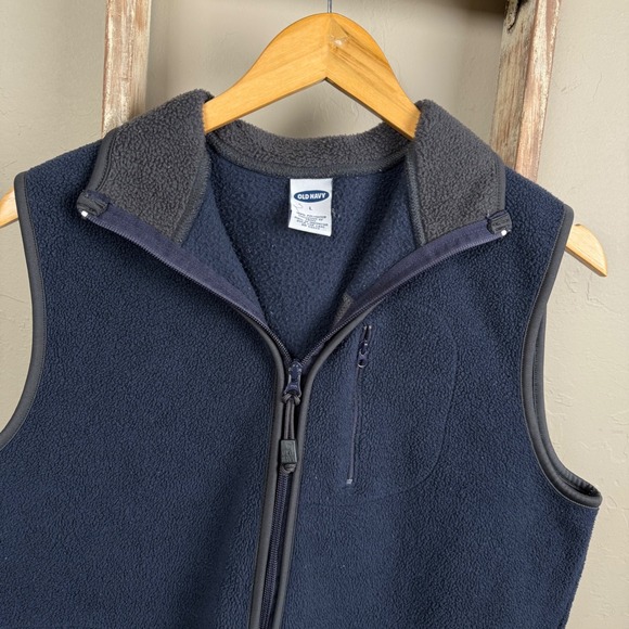 Vintage 2000 Old Navy Fleece Zip Blue Vest size Large - Picture 2 of 6